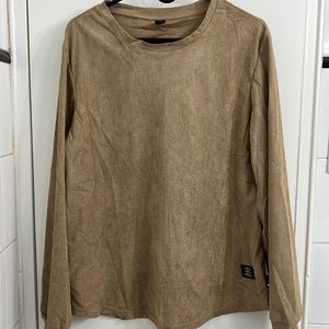 Shein Suede Camel Long Sleeve Tee